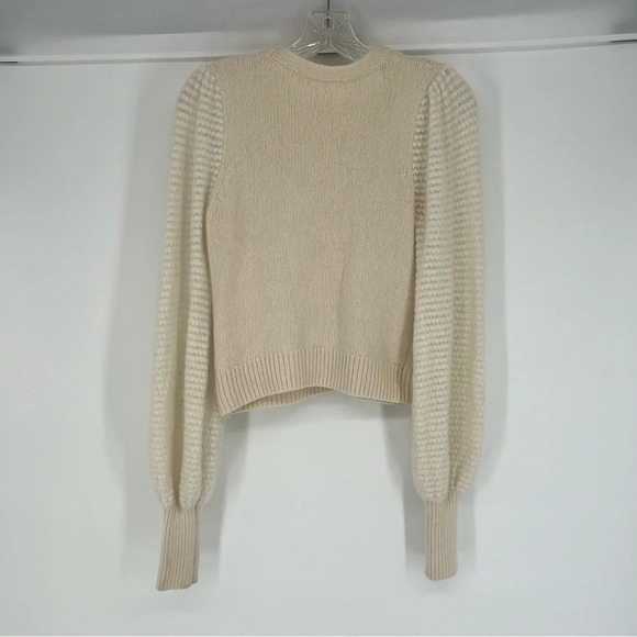 Anthropologie Cream Wool Alpaca Blend Knit Bohemian Balloon Sleeve Sweater XS - Picture 3 of 7
